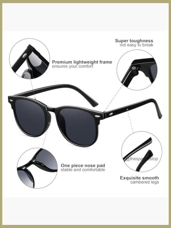 Round Retro Sunglasses UV400 Protection Lightweight Acetate Frames main image 5